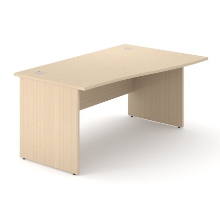 Bureau vague bois clair avec voile de fond et passages de câbles intégrés Optima Plus.