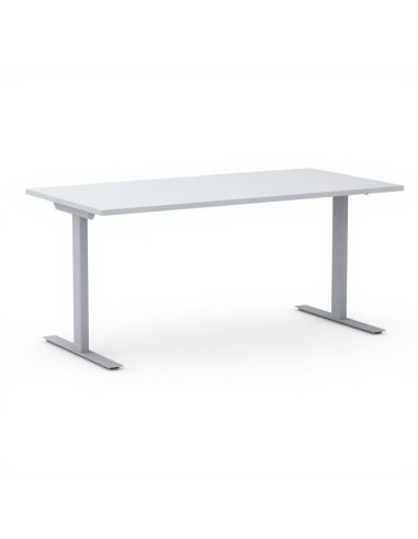Bureau droit moderne gris avec piètement en T métallique T-Easy.