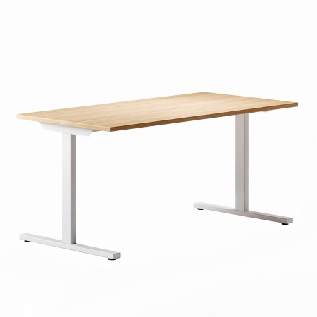 Bureau rectangulaire bois clair piétement métal blanc design moderne T-Easy.