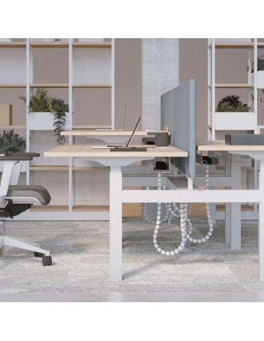 Bench B-ACTIVE assis-debout avec écrans acoustiques dans un open space à Lausanne.