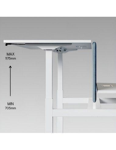 Plage de réglage en hauteur du bureau bench B-Active.
