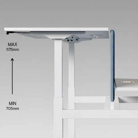 Plage de réglage en hauteur du bureau bench B-Active.