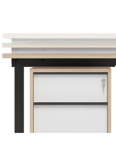 Bureau EASY avec système anti-collision et caisson de rangement verrouillable.