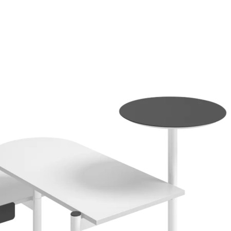 Bureau Zedo avec accessoires, table ronde supplémentaire.