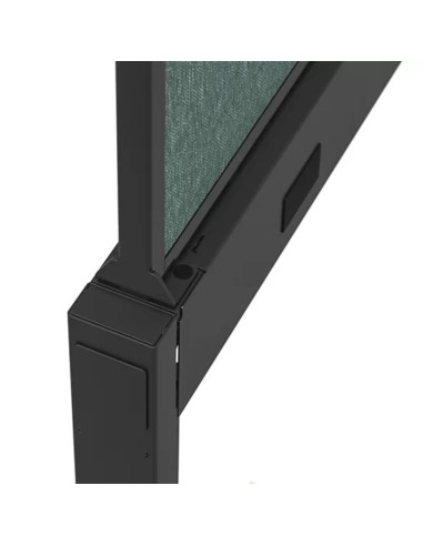 Détail du power beam MURO avec prises intégrées et écran acoustique rembourré.