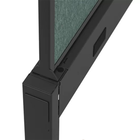 Détail du power beam MURO avec prises intégrées et écran acoustique rembourré.