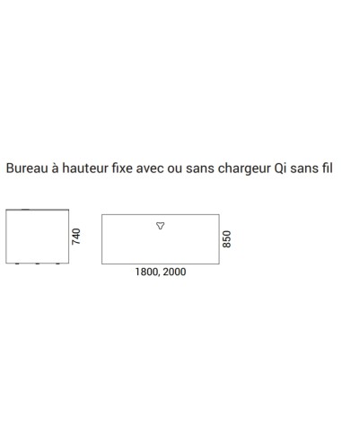 Dimensions du bureau fixe Move&Lead.