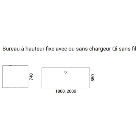 Dimensions du bureau fixe Move&Lead.