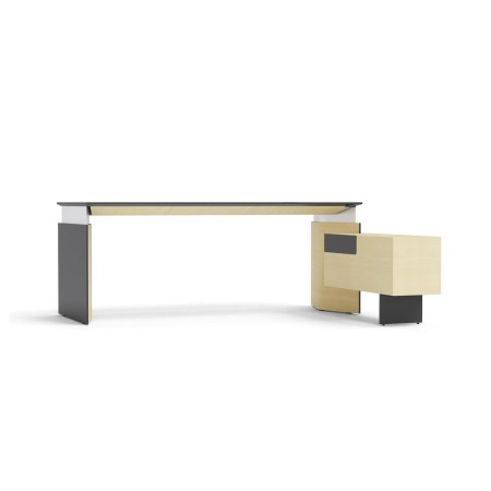 Bureau Move&Lead avec caisson de rangement et gestion de câbles, chargement wireless pour direction.