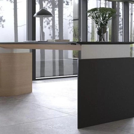 Bureau réglable avec pieds panneau en bois noir minimaliste Move&Lead pour bureaux direction.