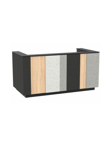 Petit comptoir d’accueil en U avec bureau intégré et panneaux colorés design Domino.