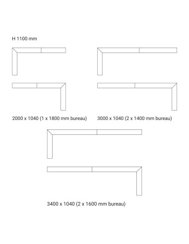 Banque de réception d'angle en L  avec bureau en option - DOMINO