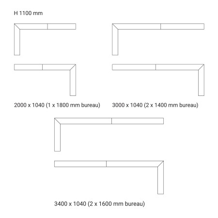 Banque de réception d'angle en L  avec bureau en option - DOMINO