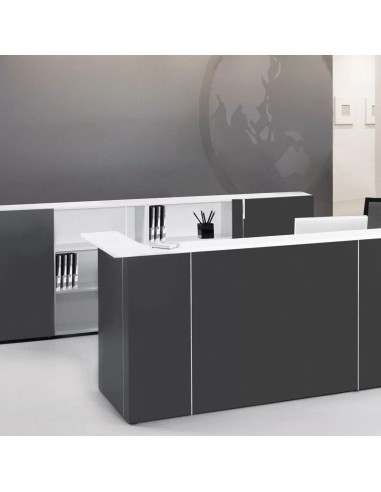 Banque d’accueil blanche en U NOVA dans une zone d’accueil moderne à Zurich.