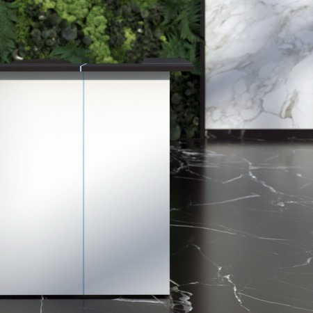 Banque d’accueil blanche NOVA en L dans une zone de réception moderne à Neuchâtel.