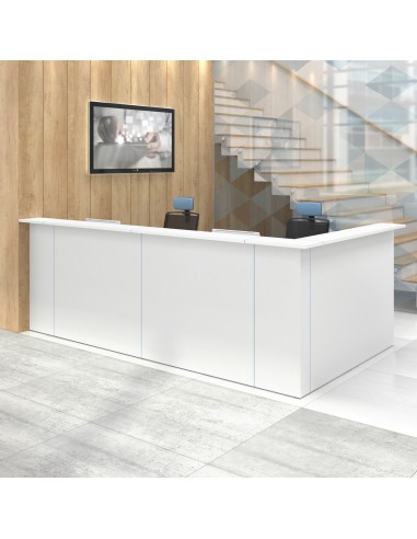 Banque d’accueil NOVA en L dans un espace de réception professionnel à Genève.