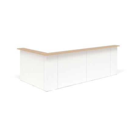 Plan de la banque d’accueil NOVA en L avec configuration droite et gauche.