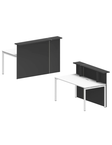 Comptoir d’accueil droit modulable avec bureau intégré coloris sombre Nova.