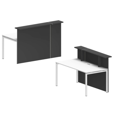 Comptoir d’accueil droit modulable avec bureau intégré coloris sombre Nova.