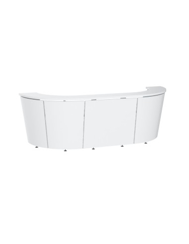 Banque d’accueil incurvée en U avec tablette haute design minimaliste TERA blanc.