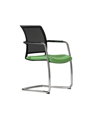 Chaise réunion résille accoudoirs piètement luge – DIVA