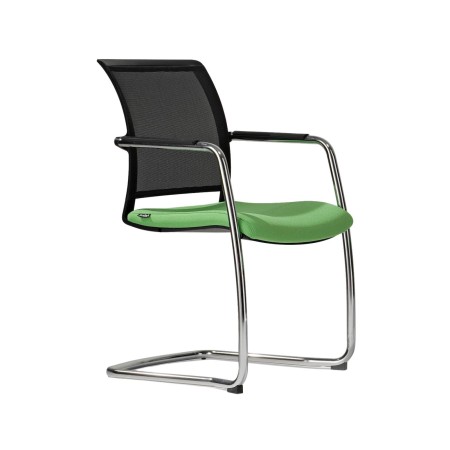 Chaise réunion résille accoudoirs piètement luge – DIVA