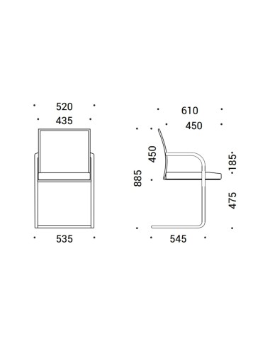 Chaise réunion résille accoudoirs piètement luge – DIVA