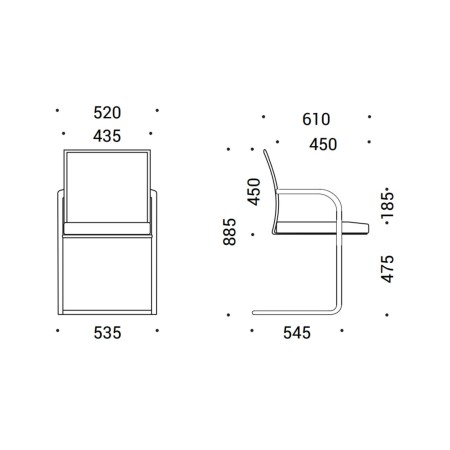 Chaise réunion résille accoudoirs piètement luge – DIVA