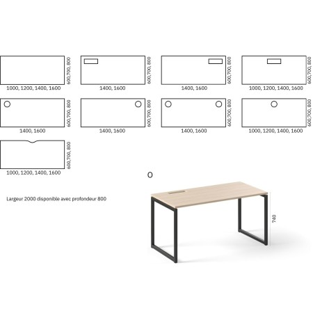 Dimensions bureau individuel Nova O.