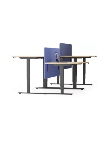 Panneau acoustique de bureau EASY en tissu bleu avec coins arrondis.