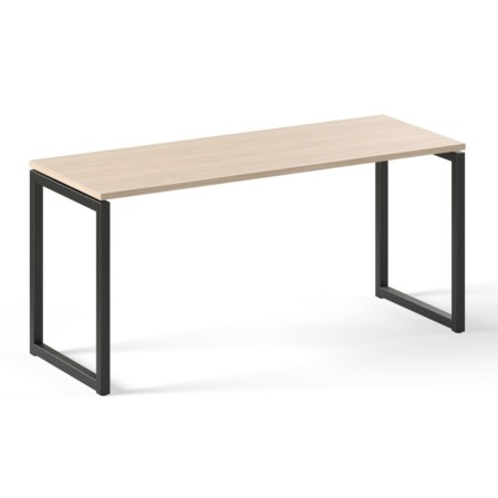 Bureau professionnel bois clair avec piètement en métal noir type O sans passe-câble