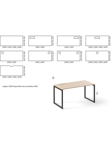 Dimensions bureau individuel Nova O.