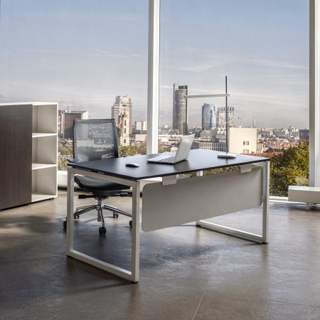 Bureau droit NOVA O profondeur 80 cm avec piètement métal en O et plateau rectangulaire. 2