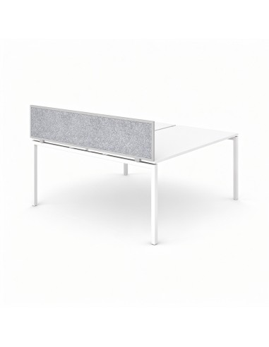 Écran latéral NOVA pour bureau bench double avec cadre métallique et panneau tapissé.