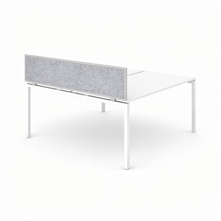 Écran latéral NOVA pour bureau bench double avec cadre métallique et panneau tapissé.