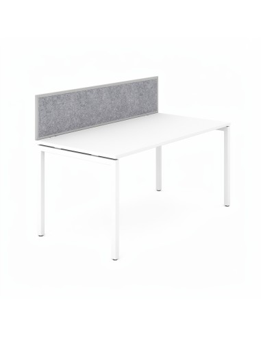 Écran acoustique frontal Nova Fabric with Metal Frame gris clair pour bureau individuel avec cadre métal blanc.