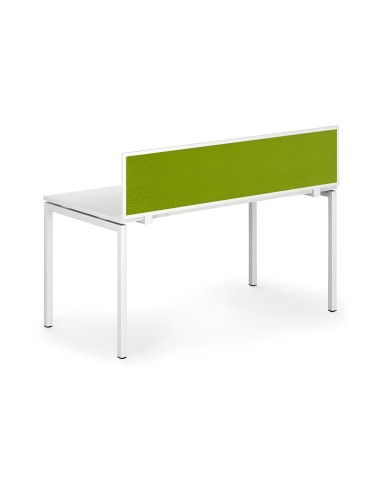Panneau acoustique frontal NOVA avec cadre métallique blanc et revêtement tissu vert.