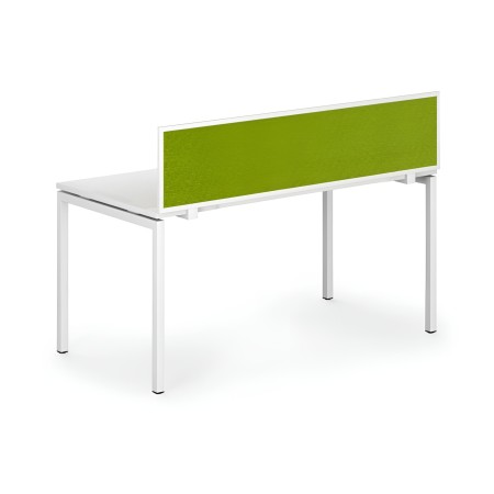 Panneau acoustique frontal NOVA avec cadre métallique blanc et revêtement tissu vert.