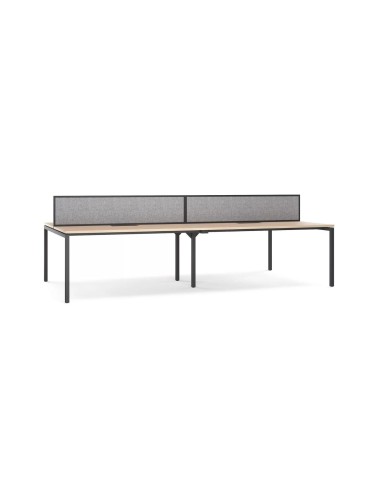 Écran acoustique central Nova Fabric with Metal Frame pour bench double avec cadre métal noir.