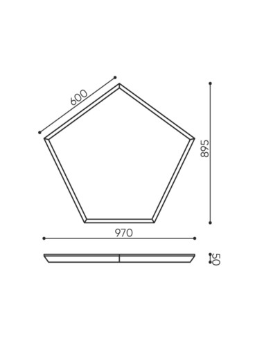 Dimensions panneau acoustique suspendu polygonal - Silent Block Sky