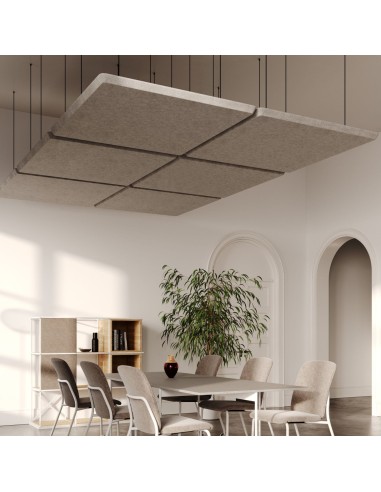 Panneaux acoustiques suspendus en espace bureau moderne - Silent Block Sky