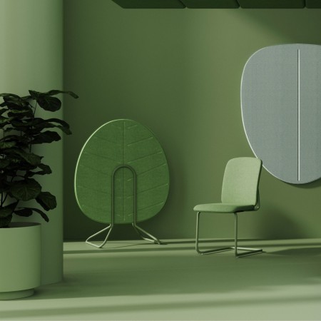 Panneaux acoustiques sur pied en espace lounge vert - Alberi