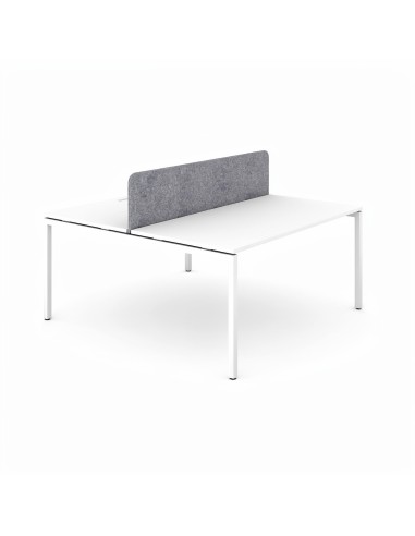 Écran acoustique central NOVA Fabric gris clair pour bench double blanc.