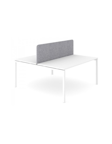 Cloison centrale haute NOVA Fabric gris clair pour bench double blanc.