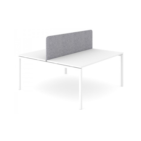 Cloison centrale haute NOVA Fabric gris clair pour bench double blanc.