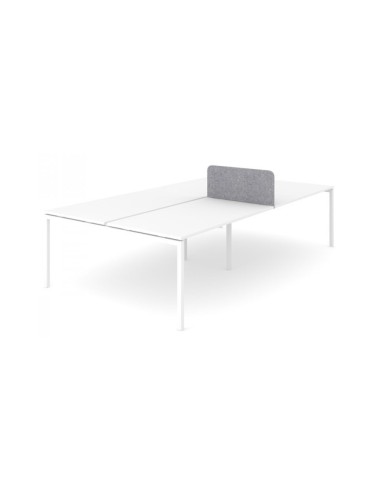 Cloison latérale centrale acoustique NOVA Fabric gris clair pour bench blanc.