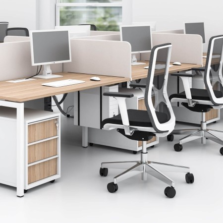 Cloison latérale centrale acoustique NOVA Fabric gris clair pour bench blanc. 2