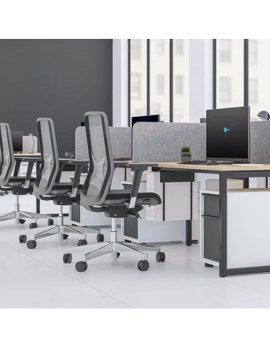 Séparateur latéral NOVA Fabric pour bench partagé dans un bureau collaboratif à Nyon.