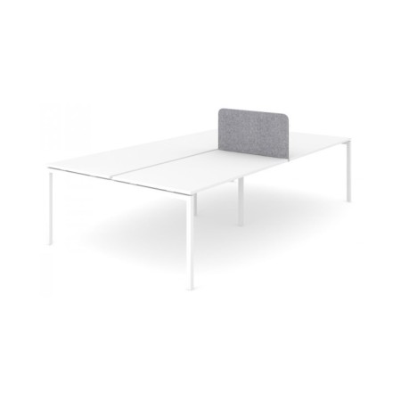 Écran acoustique latéral central haut NOVA Fabric gris pour bench blanc.