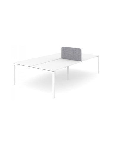 Écran acoustique latéral central haut NOVA Fabric gris pour bench blanc.